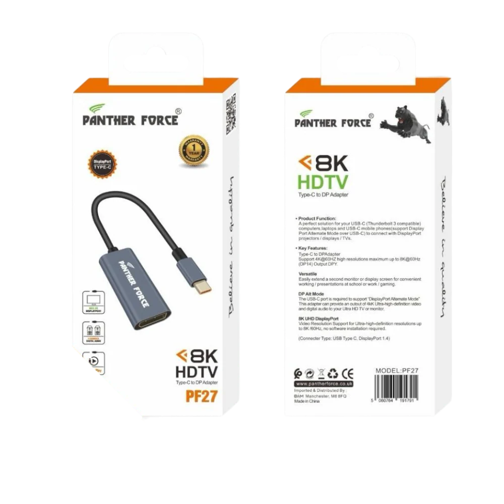PF27- Panther Force 8K UHD Type-C to Display Port Adapter
