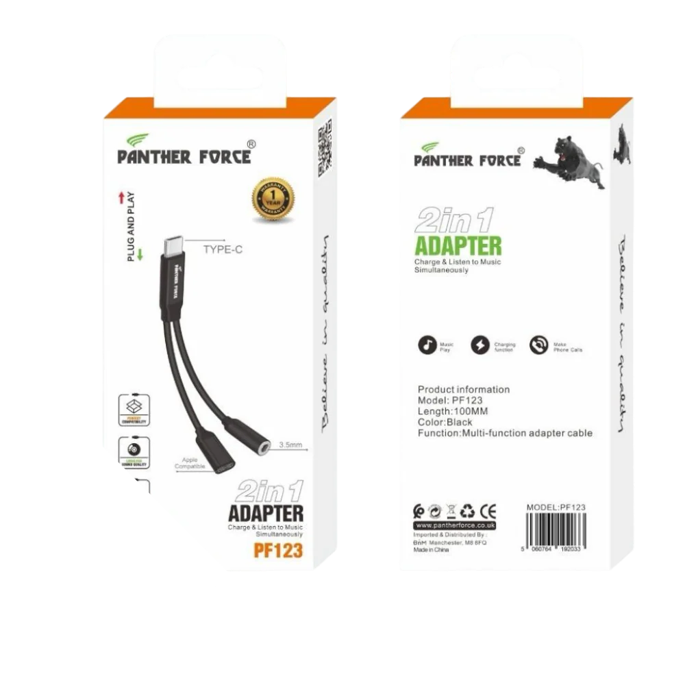 PF123 - Panther Force 2 in 1 Adapter - Fast Charging & Data Transfer