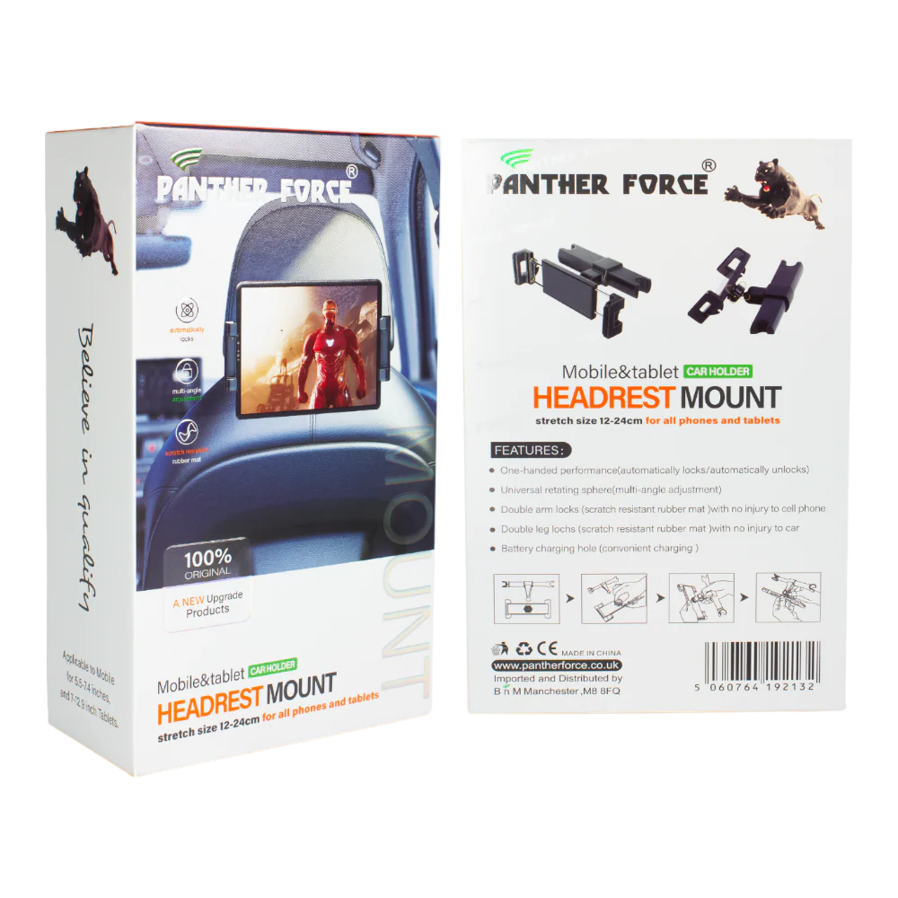 PF64 - Panther Force Headrest Mount | Universal Car Tablet & Phone Holder