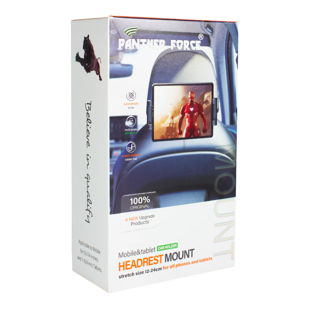 PF64 - Panther Force Headrest Mount | Universal Car Tablet & Phone Holder