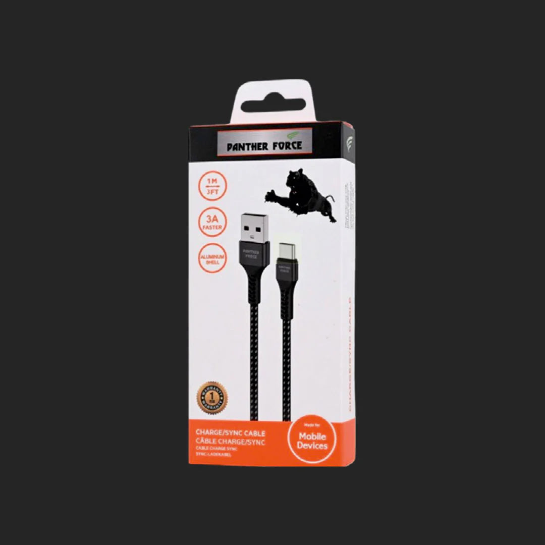 PF13 - Panther Force 3A 1M Cable for Type-C - Extended Length for Convenient Charging
