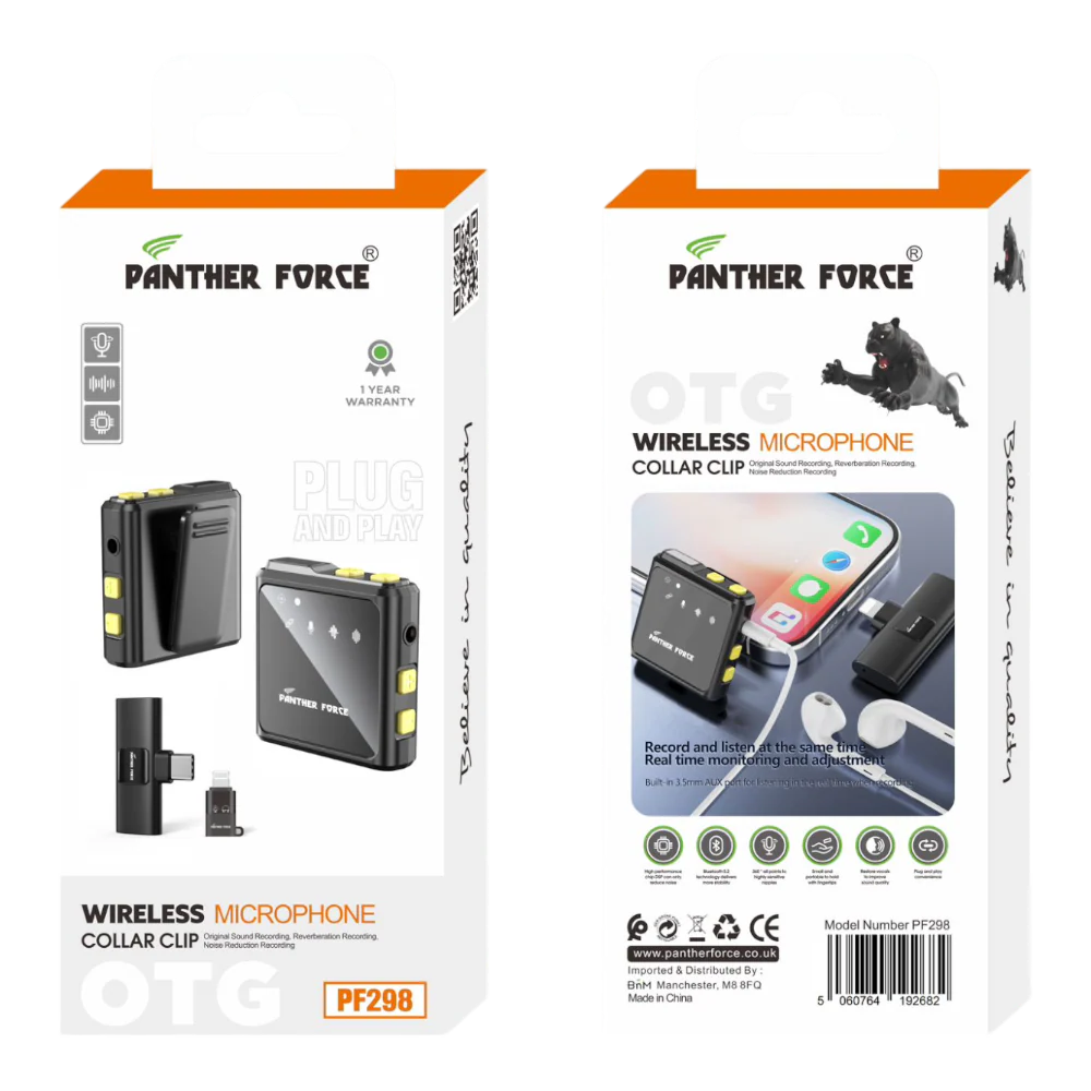PF298- PANTHER FORCE OTG WIRELESS MICROPHONE COLLAR CUP