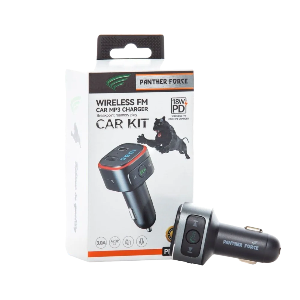 PF48 - Panther Force 18W Wireless FM Car Kit – Type-C Fast Charging