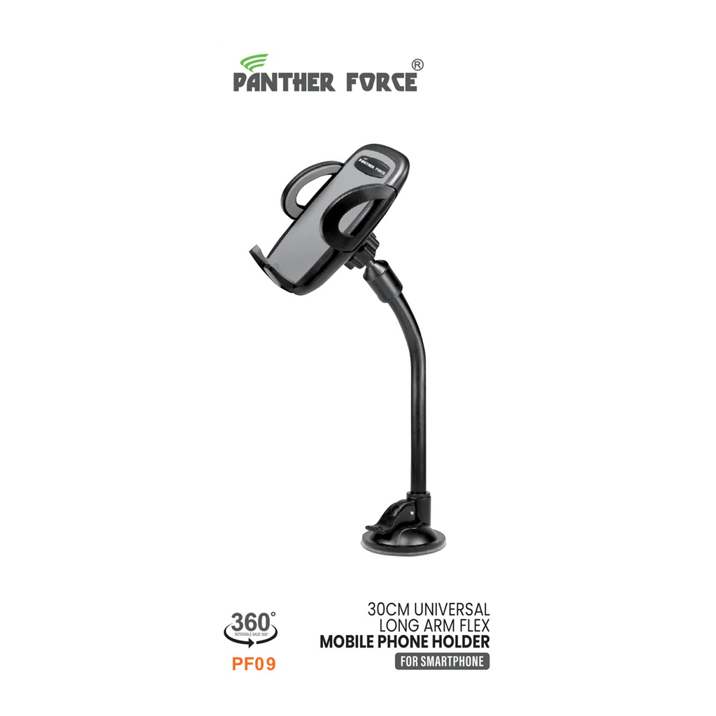 PF09- Panther Force Car Holder 360 Degrees Long Neck / Suction & Vent Mounted
