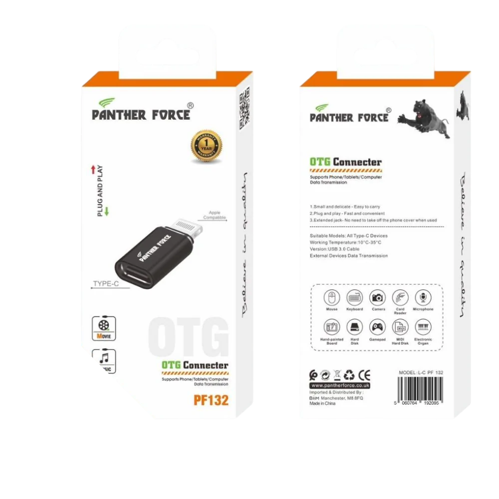 PF132 - Panther Force Apple OTG Connector - USB Connectivity for Lightning Devices
