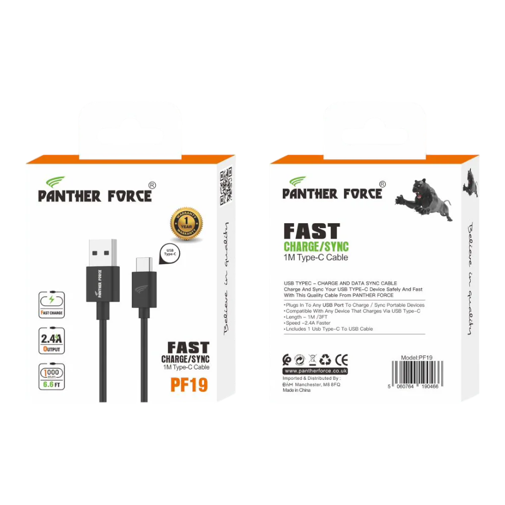 PF19-S - Panther Force Fast Charge/Sync - Seamless Connectivity, Uninterrupted Power