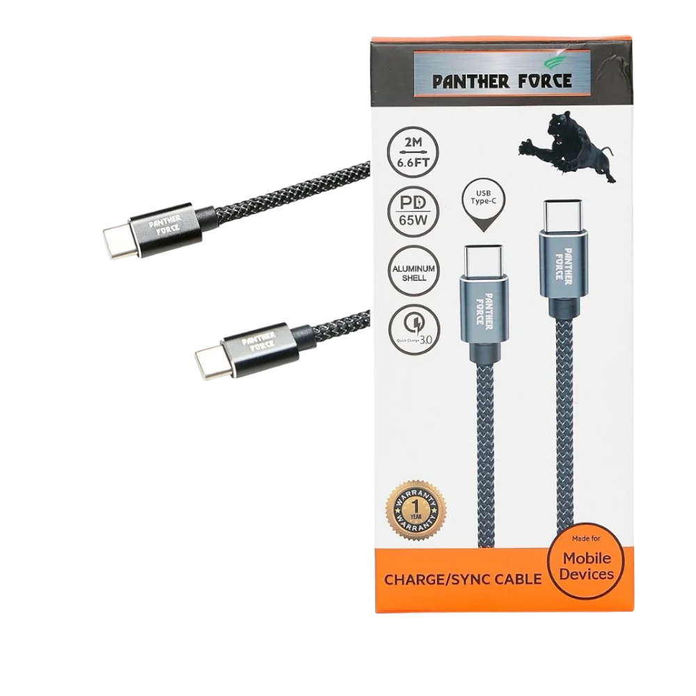 PF61 - Panther Force Fast Charge USB-C to Type-C Cable - Extended Length for Convenient Charging